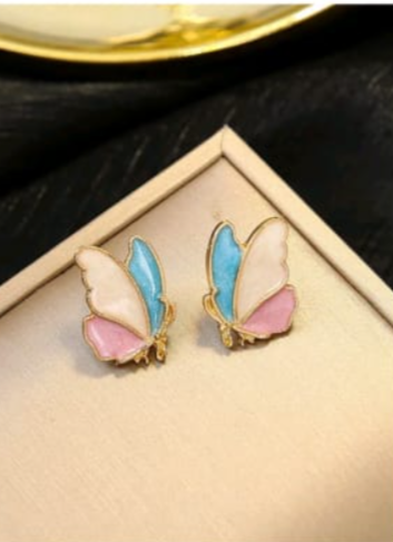 Pink n Blue Butterfly Studs