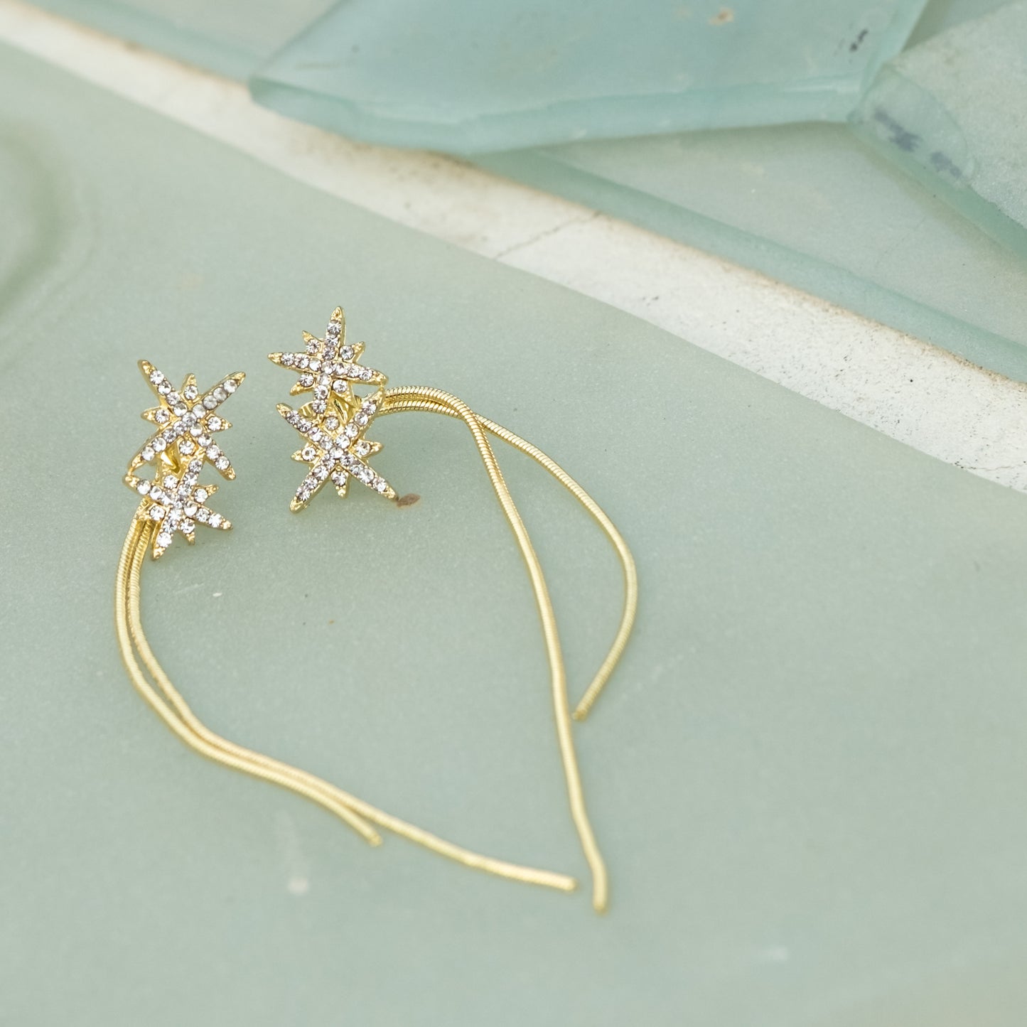 Star Straight Hanging Earrings