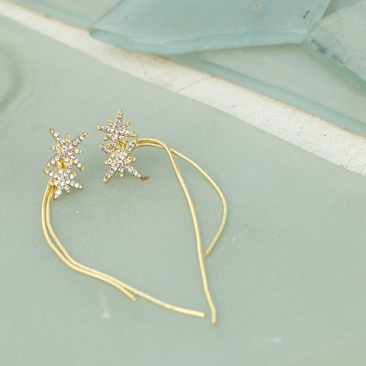 Star Straight Hanging Earrings