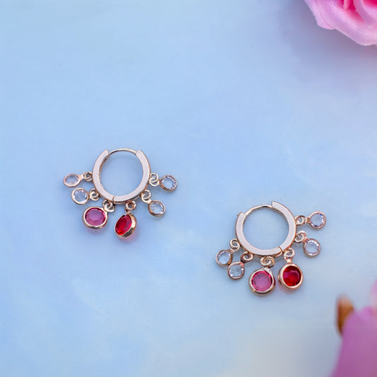 Gloden Studs With Multicolour Crystal Korean Earrings