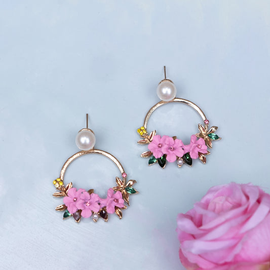 Pink Flower Earrings