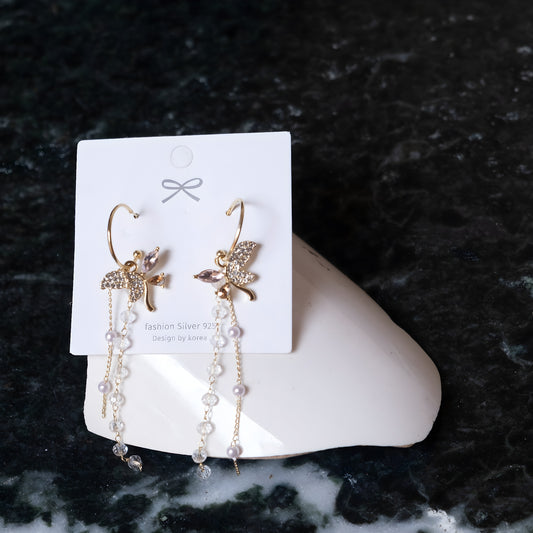 Purple Crystal Butterfly Earrings