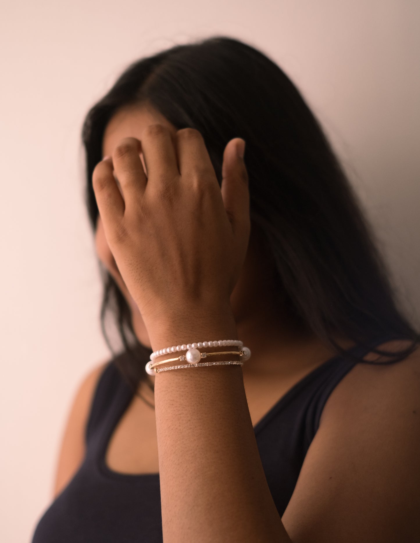 Gold Pearl Three in one Bracelet