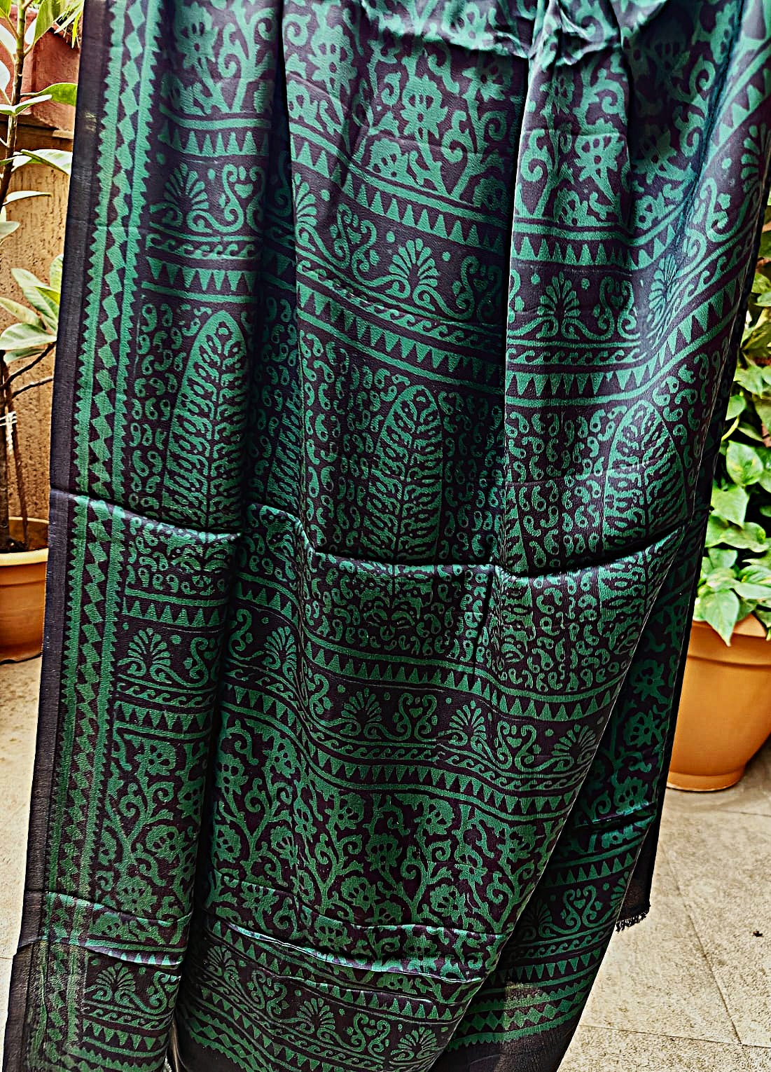 Modal Silk Saree(Bottle Green)(Moongiya)